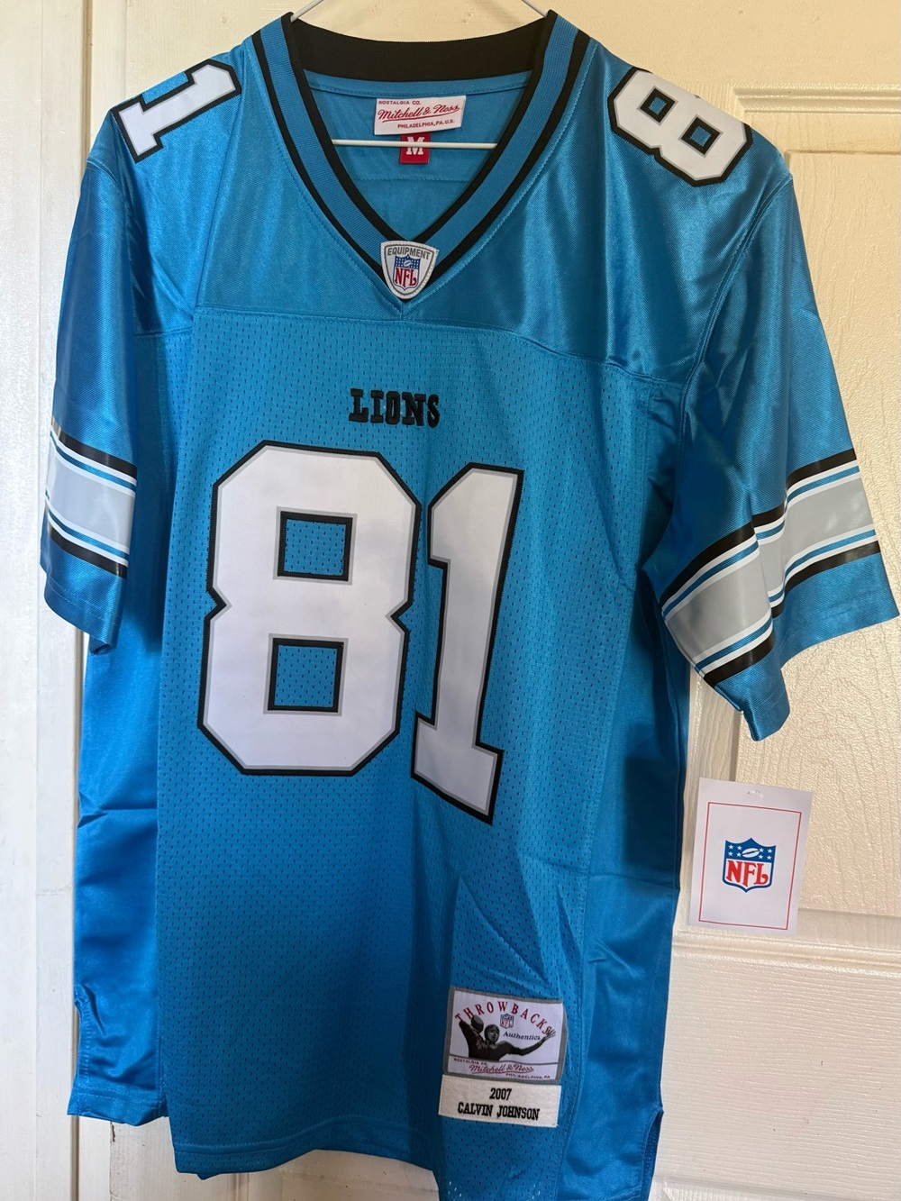 Detroit Lions #81 Aqua Blue Throwback Jersey Size Medium